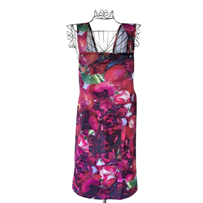Swier Floral Apron-Pomegranate