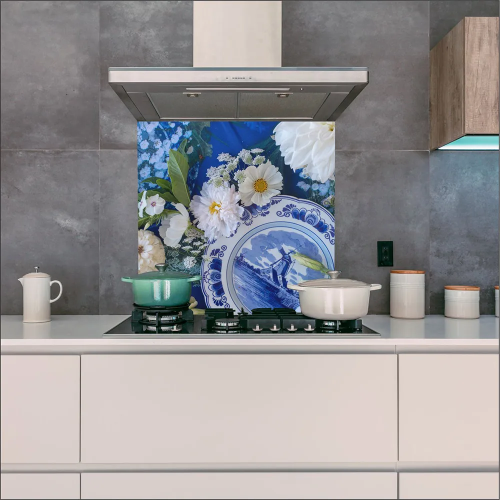 Kitchen Splashback Flower Delft